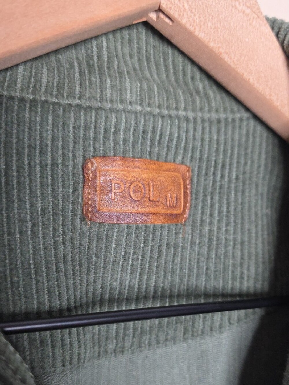 POL Green Corduroy Trucker Jacket Women Medium Cropped Distressed Boho Shacket - Picture 5 of 11